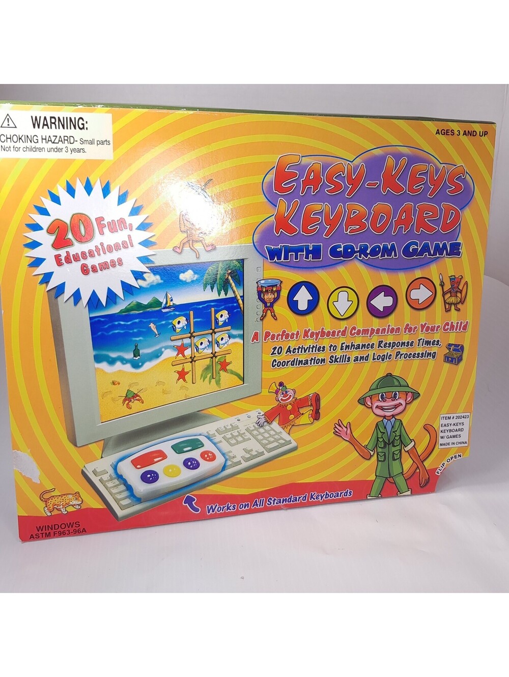 New Easy-Keys Keyboard CD-ROM Games 20 Fun Education Games kids learning vintage